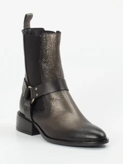 Konstantin Starke – Harness-Stiefelette aus Kalbleder schwarz