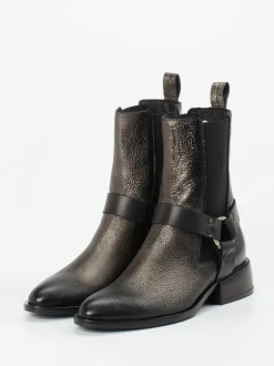 Konstantin Starke – Harness-Stiefelette aus Kalbleder schwarz