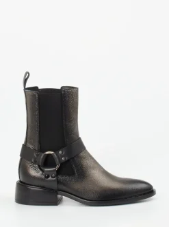 Konstantin Starke – Harness-Stiefelette aus Kalbleder schwarz