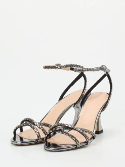 Konstantin Starke – High Heel Sandale aus Metallicleder anthrazit