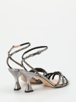 Konstantin Starke – High Heel Sandale aus Metallicleder anthrazit