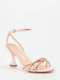Konstantin Starke – High Heel Sandalette aus Metallicleder rosé