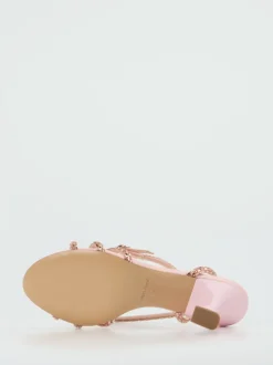 Konstantin Starke – High Heel Sandalette aus Metallicleder rosé