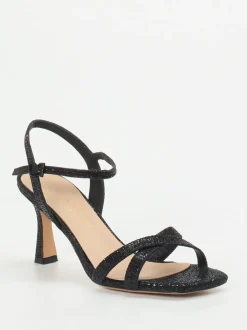 Konstantin Starke – High Heel Sandaletten aus Metallicleder schwarz