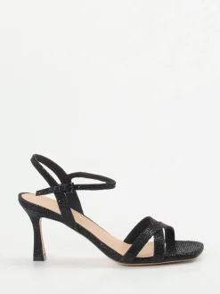 Konstantin Starke – High Heel Sandaletten aus Metallicleder schwarz