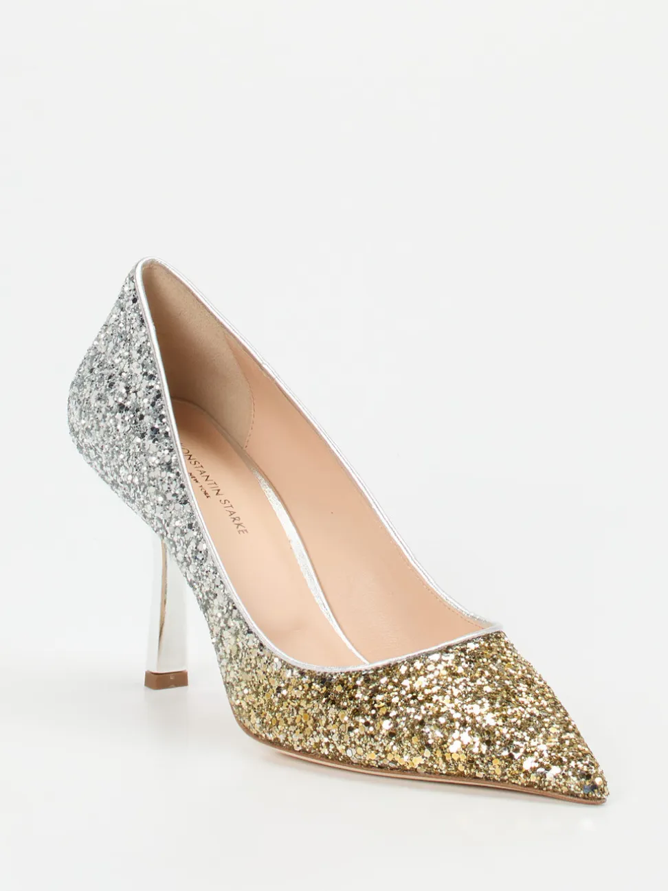 Konstantin Starke – High Heels aus Metallic-Glitzertextil Gold