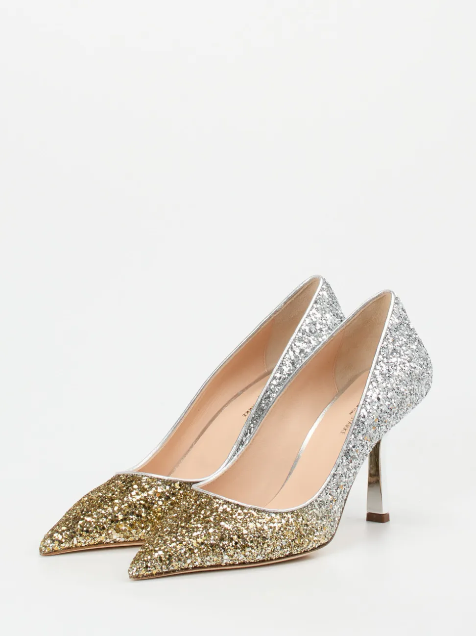 Konstantin Starke – High Heels aus Metallic-Glitzertextil Gold