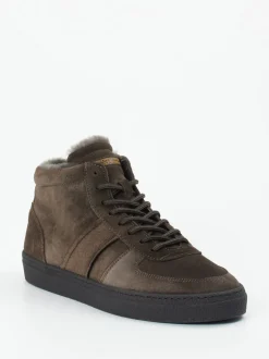 Konstantin Starke – High-Top Sneaker aus Veloursleder Dunkelbraun