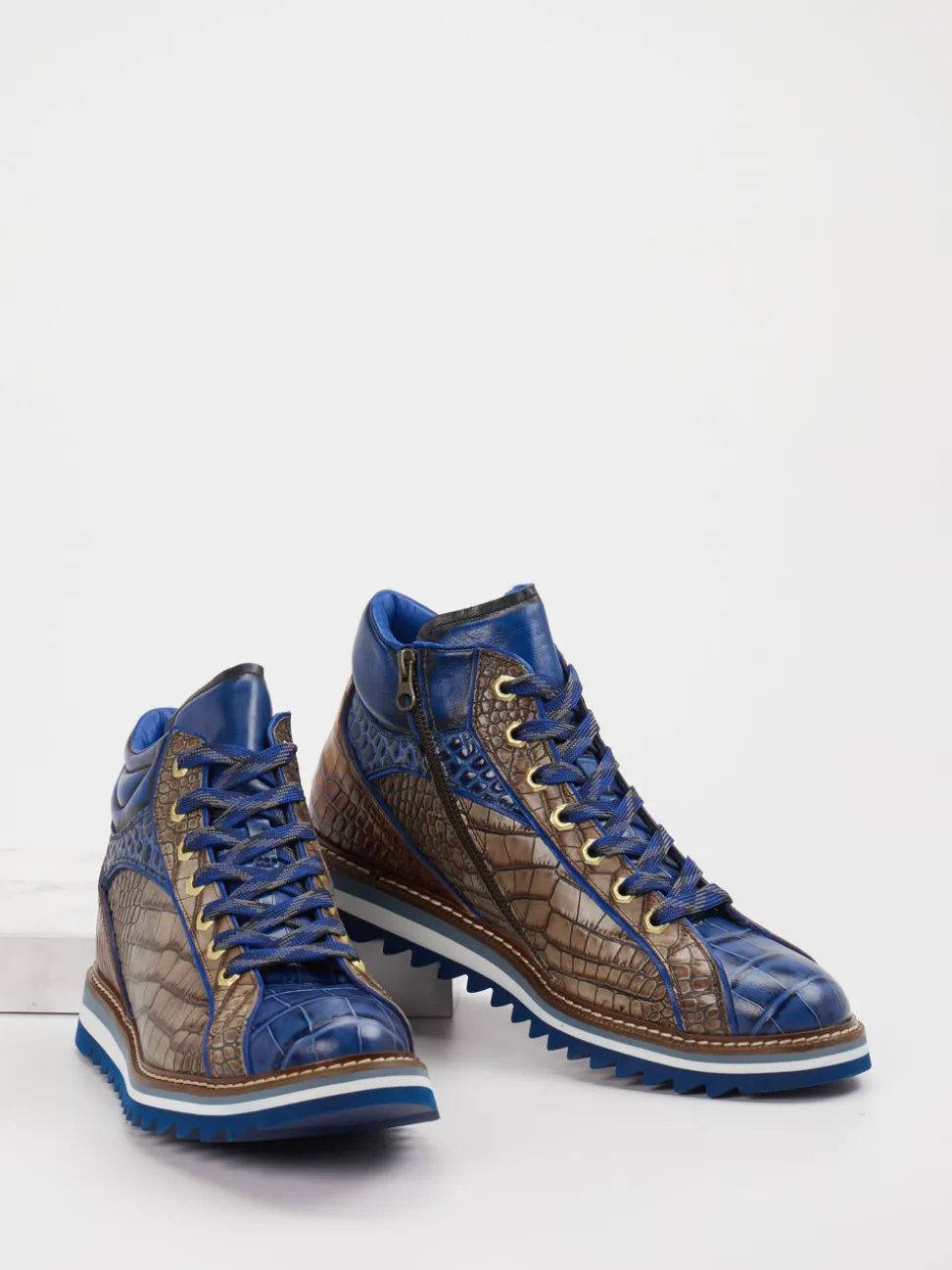 Konstantin Starke – High-Top Sneaker aus Leder Blau