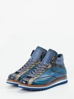 Konstantin Starke – High-Top Sneaker aus geprägtem Leder Blau
