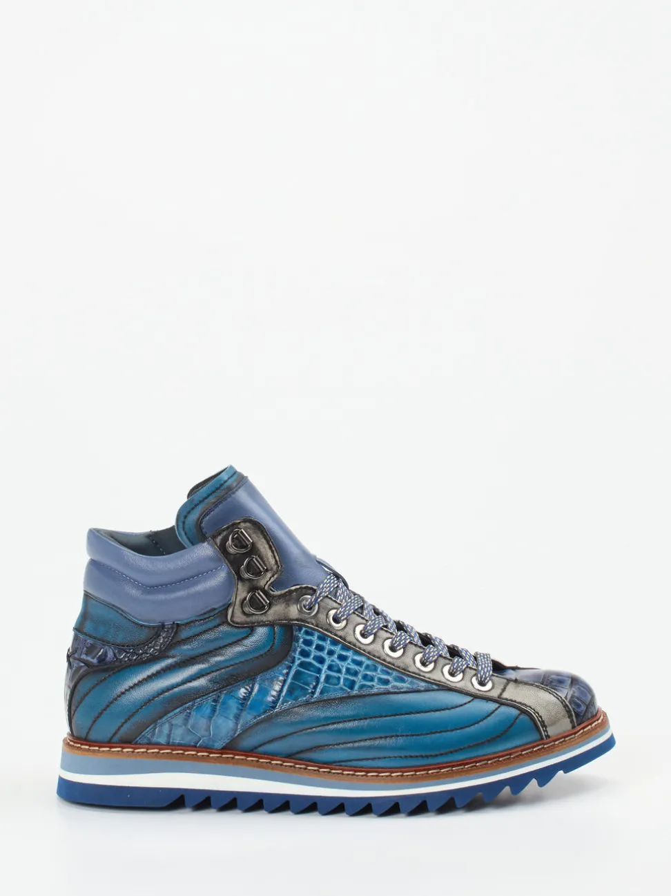 Konstantin Starke – High-Top Sneaker aus geprägtem Leder Blau