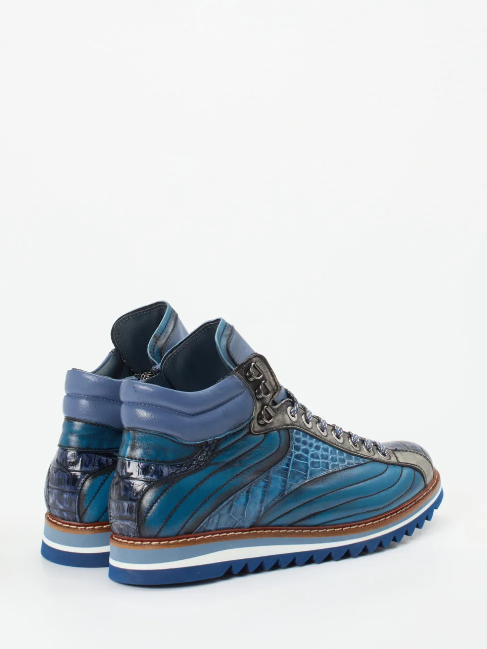 Konstantin Starke – High-Top Sneaker aus geprägtem Leder Blau