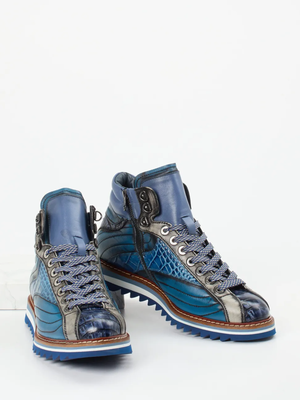 Konstantin Starke – High-Top Sneaker aus geprägtem Leder Blau