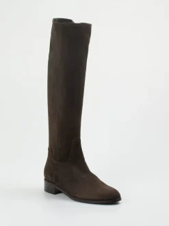 Konstantin Starke – Kniehohe Stiefel aus Veloursleder Dunkelbraun