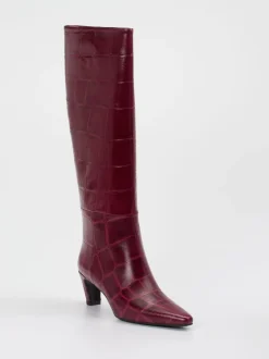 Konstantin Starke – Kniehohe Stiefel aus geprägtem Leder Bordeaux