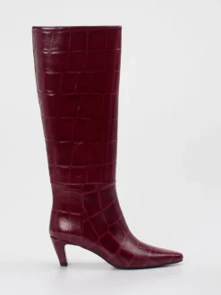Konstantin Starke – Kniehohe Stiefel aus geprägtem Leder Bordeaux