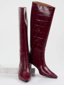Konstantin Starke – Kniehohe Stiefel aus geprägtem Leder Bordeaux