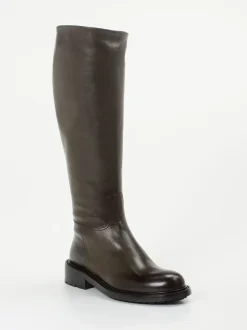 Konstantin Starke – Kniehohe Stiefel aus Kalbleder dunkelgrün