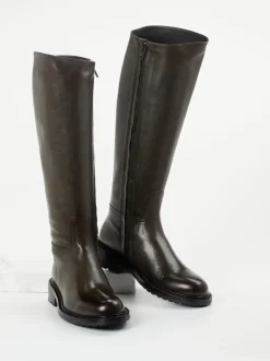 Konstantin Starke – Kniehohe Stiefel aus Kalbleder dunkelgrün