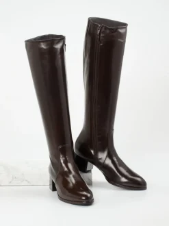 Konstantin Starke – Kniehohe Stiefel aus Lammleder Braun