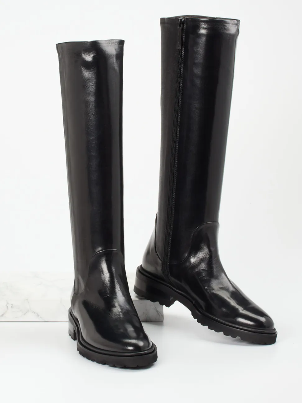 Konstantin Starke – Kniehohe Stiefel aus Lammleder Schwarz
