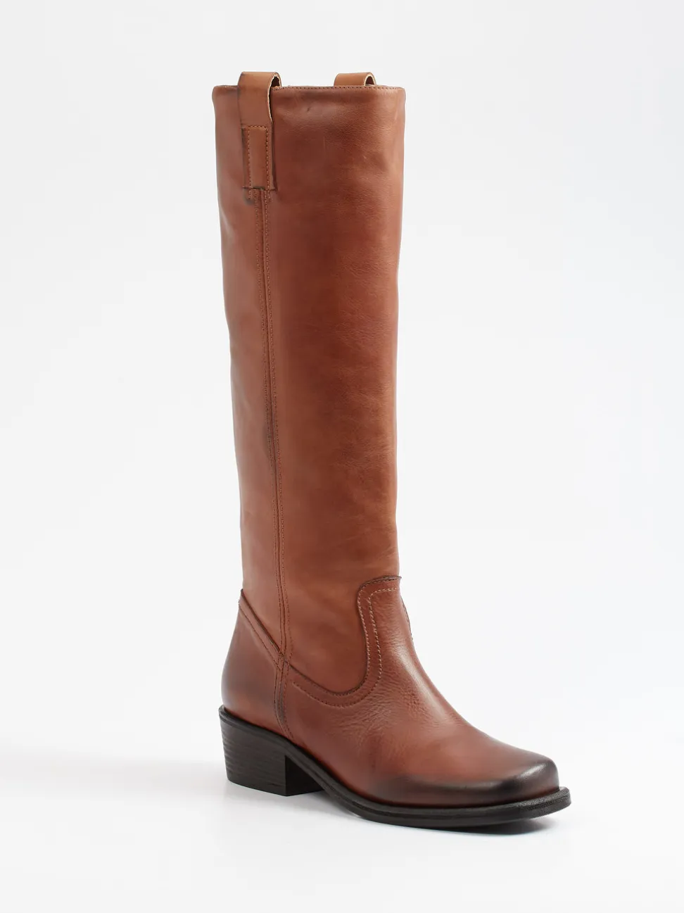 Konstantin Starke – Kniehohe Stiefel aus Kalbleder Cognac