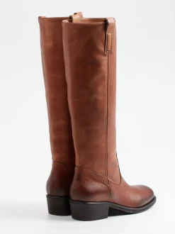 Konstantin Starke – Kniehohe Stiefel aus Kalbleder Cognac