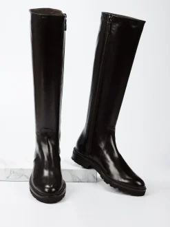 Konstantin Starke – Kniestiefel aus Lammleder Braun