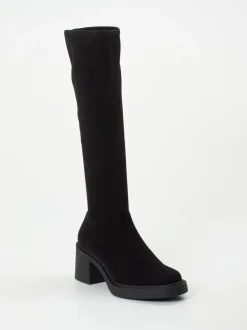 Konstantin Starke – Kniestiefel aus Veloursleder schwarz