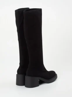 Konstantin Starke – Kniestiefel aus Veloursleder schwarz