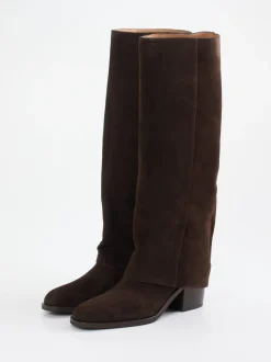 Konstantin Starke – Kniestiefel aus Veloursleder Braun