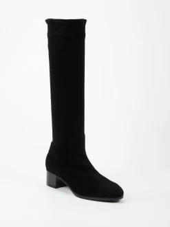 Konstantin Starke – Kniestiefel aus Veloursleder Schwarz