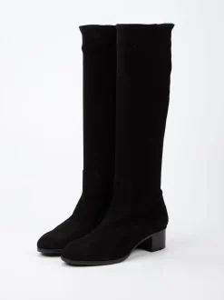 Konstantin Starke – Kniestiefel aus Veloursleder Schwarz