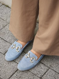 Konstantin Starke – Loafer aus Veloursleder in Jeansblau