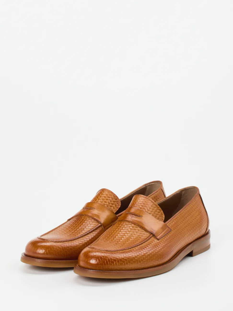 Konstantin Starke – Loafer aus geprägtem Leder cognac