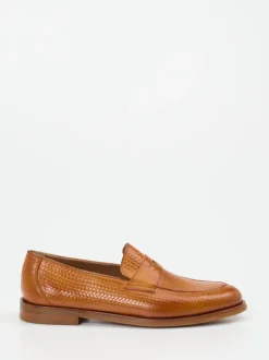 Konstantin Starke – Loafer aus geprägtem Leder cognac