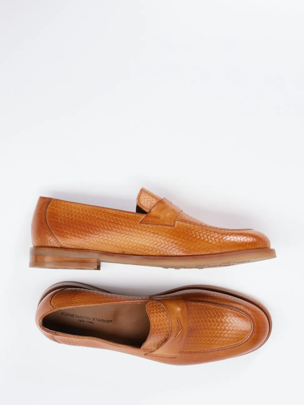 Konstantin Starke – Loafer aus geprägtem Leder cognac