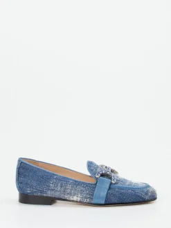 Konstantin Starke – Loafer aus Denim mit Kristallbesatz