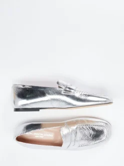 Konstantin Starke – Loafer aus Metallicleder silber