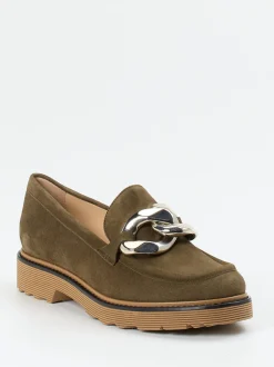 Konstantin Starke – Loafer aus Veloursleder olivgrün