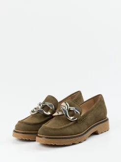 Konstantin Starke – Loafer aus Veloursleder olivgrün