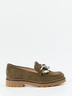 Konstantin Starke – Loafer aus Veloursleder olivgrün