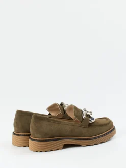 Konstantin Starke – Loafer aus Veloursleder olivgrün