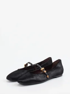 Konstantin Starke – Mary Jane Ballerinas aus Fell schwarz
