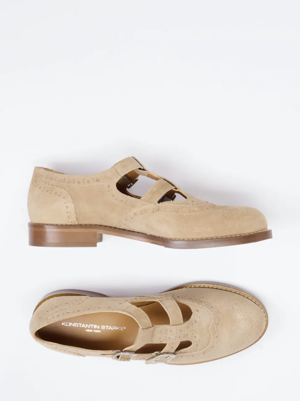Konstantin Starke – Mary-Jane-Halbschuh aus Veloursleder beige