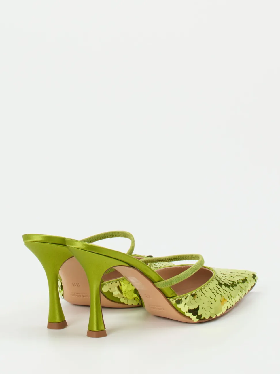Konstantin Starke – Mules aus Metallic-Satin Limettengrün