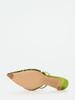 Konstantin Starke – Mules aus Metallic-Satin Limettengrün