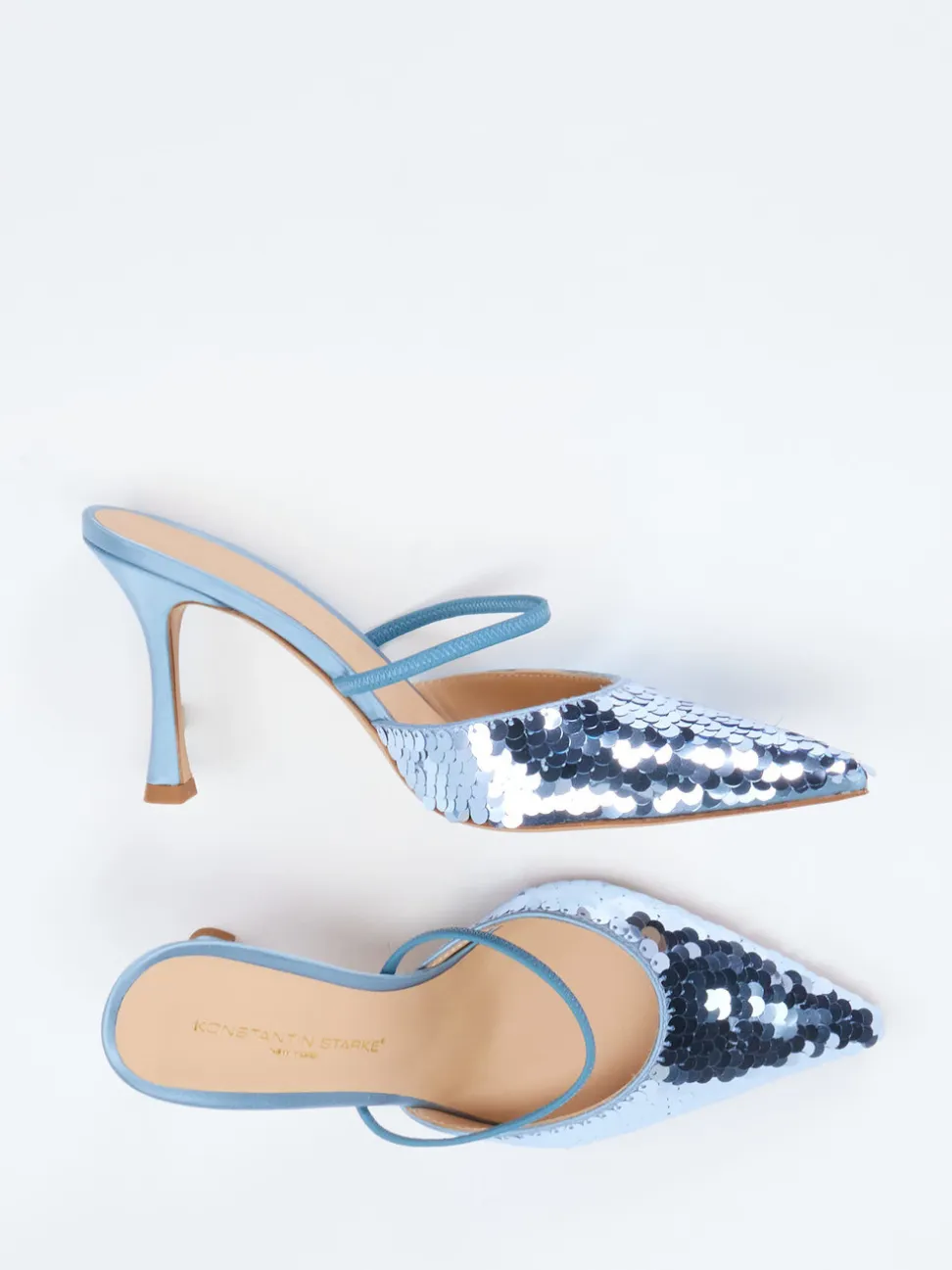 Konstantin Starke – Mules aus Metallic mit Pailletten