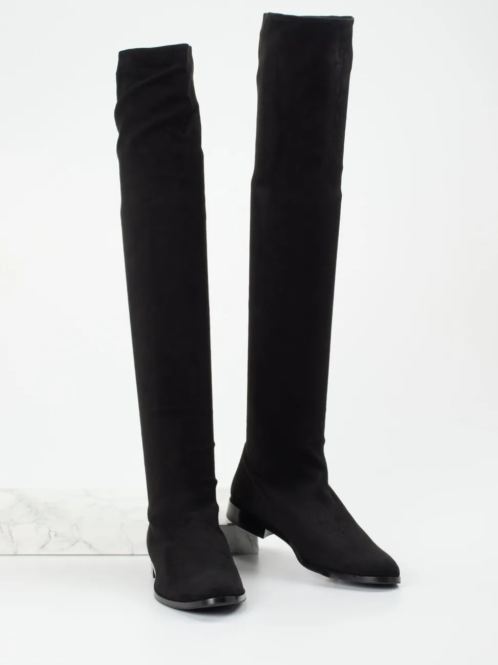 Konstantin Starke – Overknee-Stiefel aus Veloursleder Schwarz