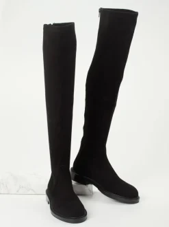 Konstantin Starke – Overknee-Stiefel aus Veloursleder Schwarz